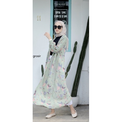 Zora Long Cardy Ceruty Babydoll Premium Long Outer Dress Muslim OOTD Hijab-1