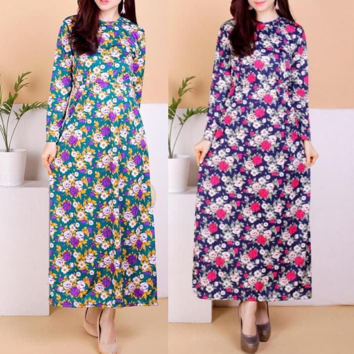 grosir fashion jakarta - maxi dress wanita ISABEL bunga -Hijau Tosca