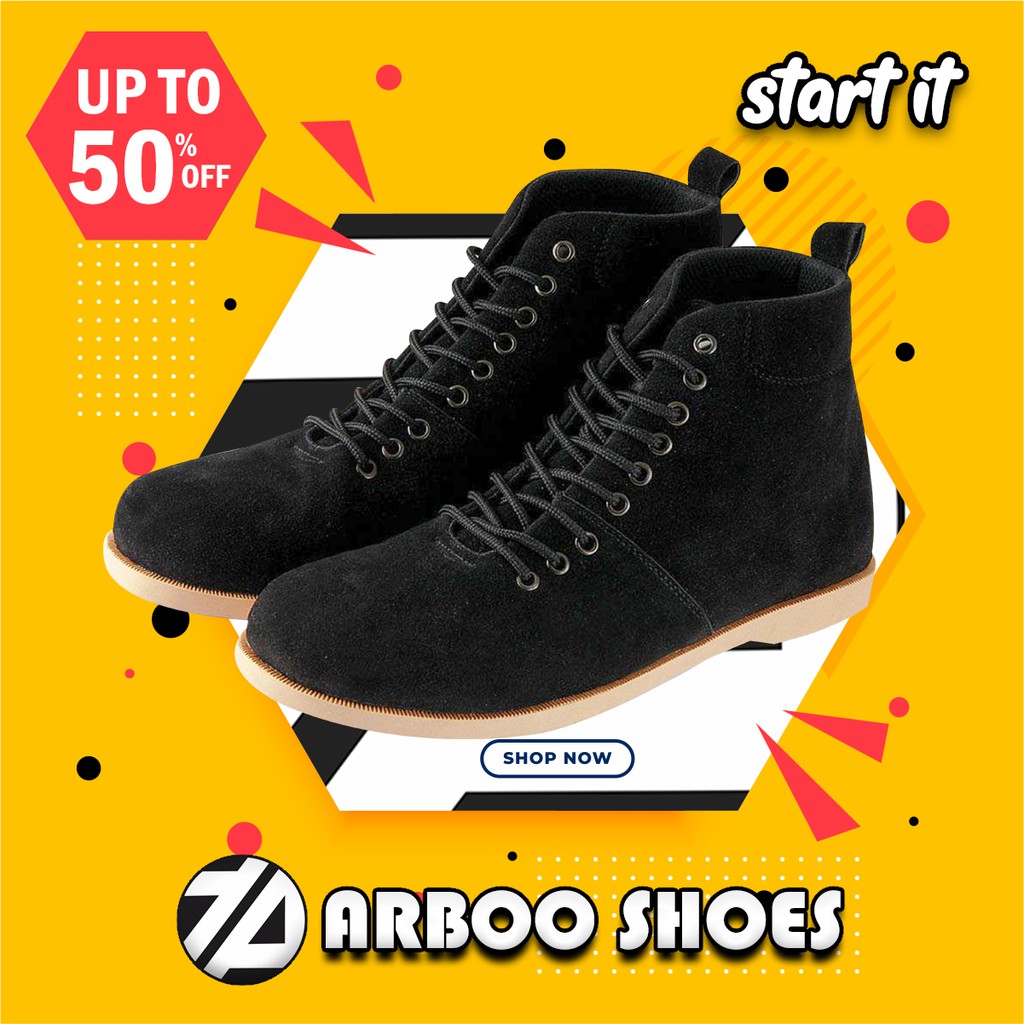SEPATU ARBOO BOOT PRIA BRODO SUEDE KEREN ELEGAN ORIGINAL HANDMADE BERKUALITAS REAL