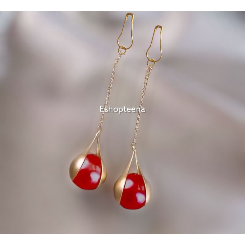 A16 Anting hijab juntai gold bola pearl_anting jilbab