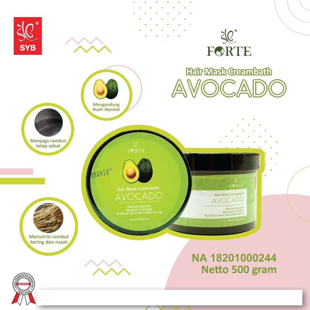 ❤ UNDER100 ❤ SYB Forte Hair Mask Creambath 500g | Makser Rambut | Aloe Vera | Kemiri | Ginseng | Hairmask BPOM