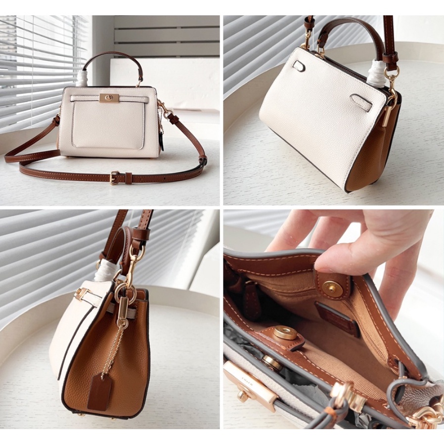 TAS WANITA SELEMAPANG MINI LANE TOP HANDLE WHITE PLAIN LEATHER C8319