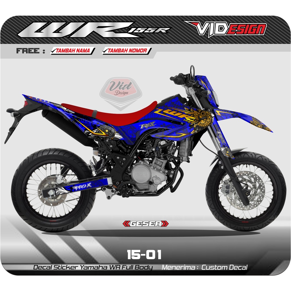 Stiker Dekal Yamaha Wr 155 Decal Wr 155 Biru Supermoto Super Glossy Hologram 2021 Full Body