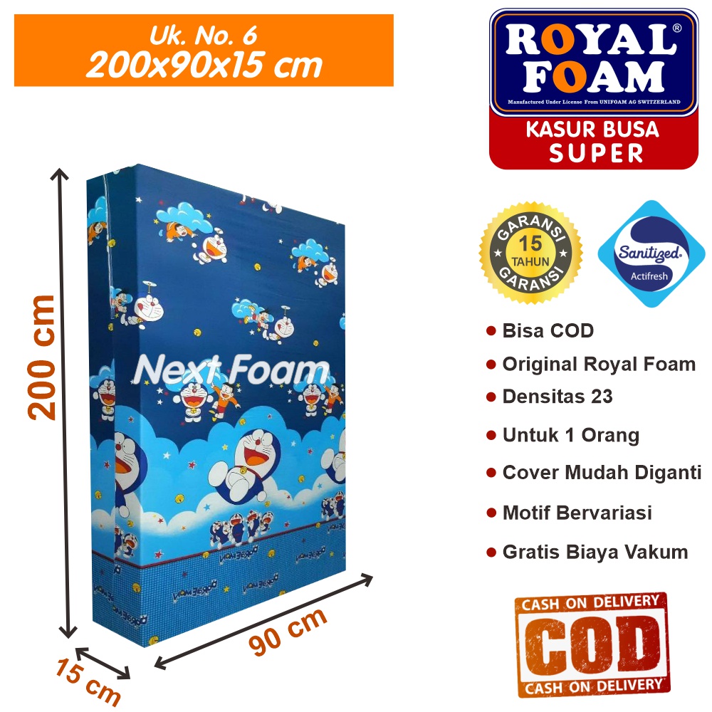 Kasur Busa Royal Foam Ukuran No 6 200x90x15 cm Tebal 15 cm D23 ORIGINAL Garansi 15 Tahun