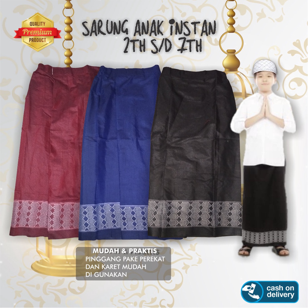 Sarung Instan Untuk Anak Laki-Laki  Usia 2th s/d 7th Motif Tenun Sisik Naga