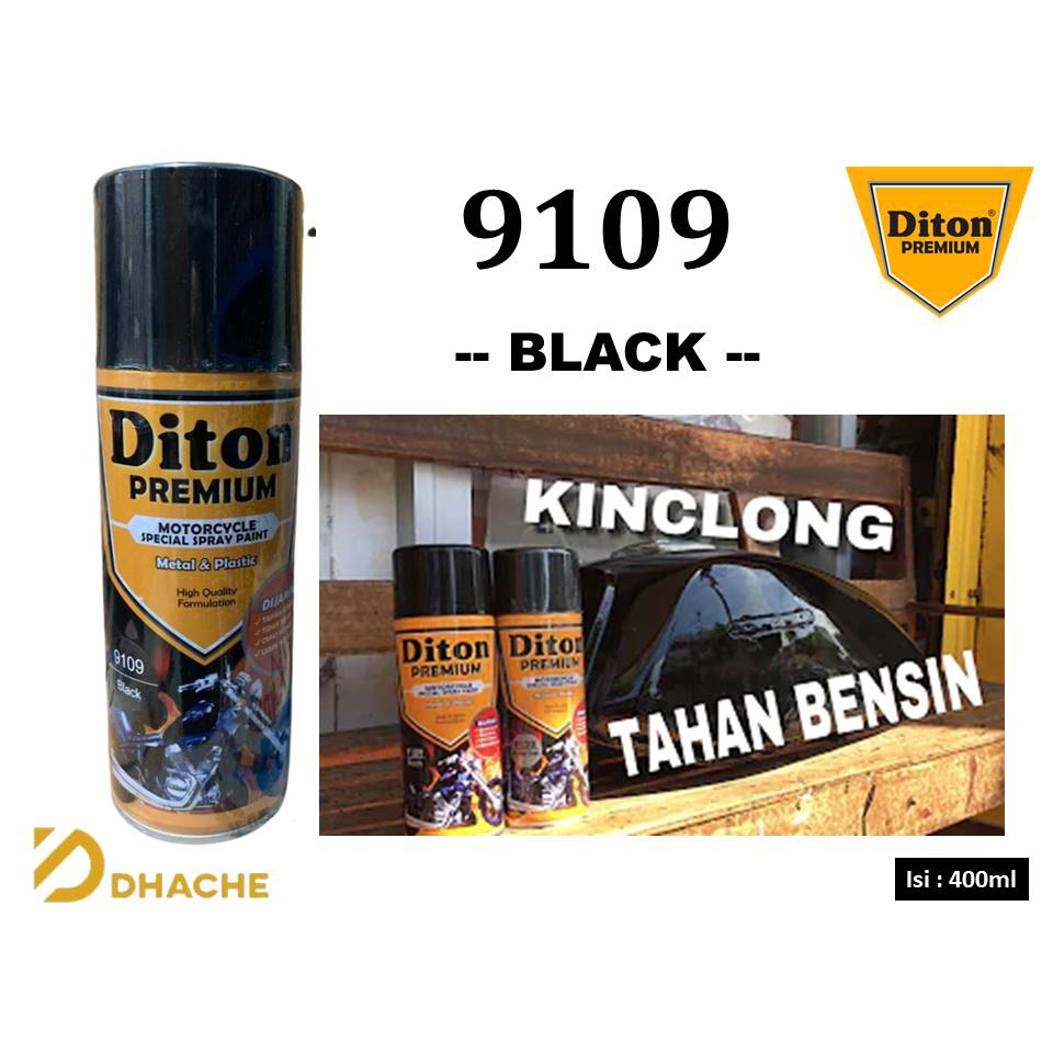 Cat Pilox Diton Premium Black Glossy 9109 400cc Warna Hitam Kilap sepeda motor mobil helm