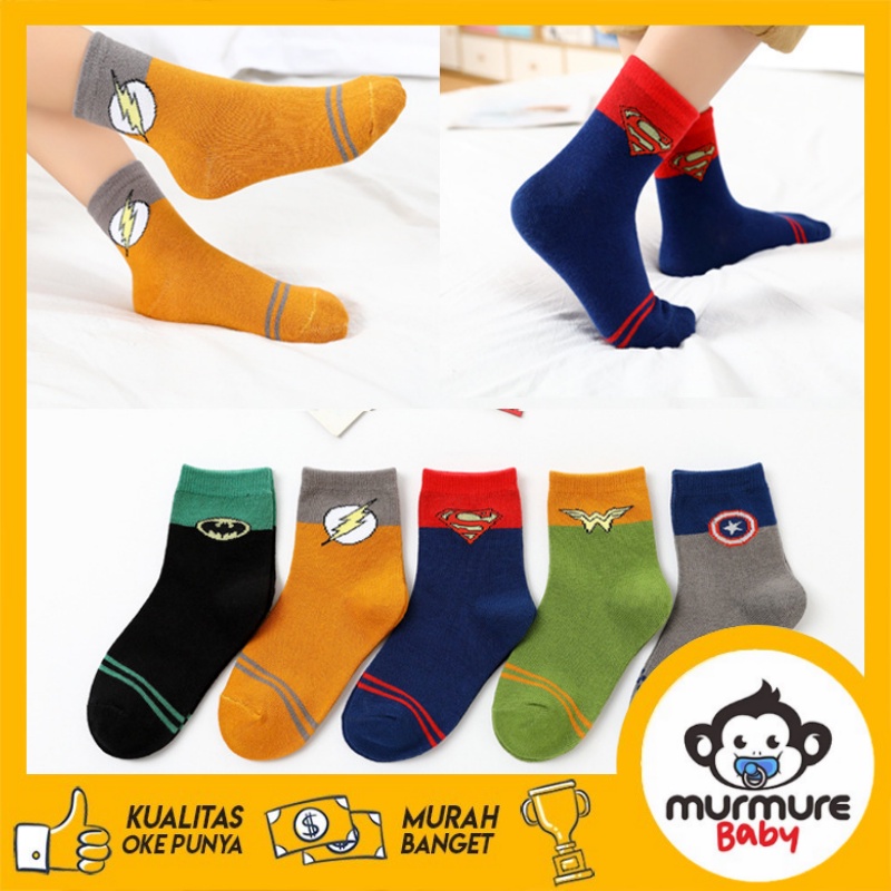 MURMURE.BABY I SUPER HEROES KAOS KAKI ANAK LAKI LAKI PEREMPUAN 6 BULAN - 3 TAHUN IMPORT