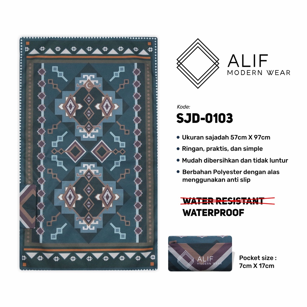 ALIF SAJADAH TRAVEL / SAKU / PORTABLE / WATERPROOF ( ALIF MODERN WEAR SJD-0103 )