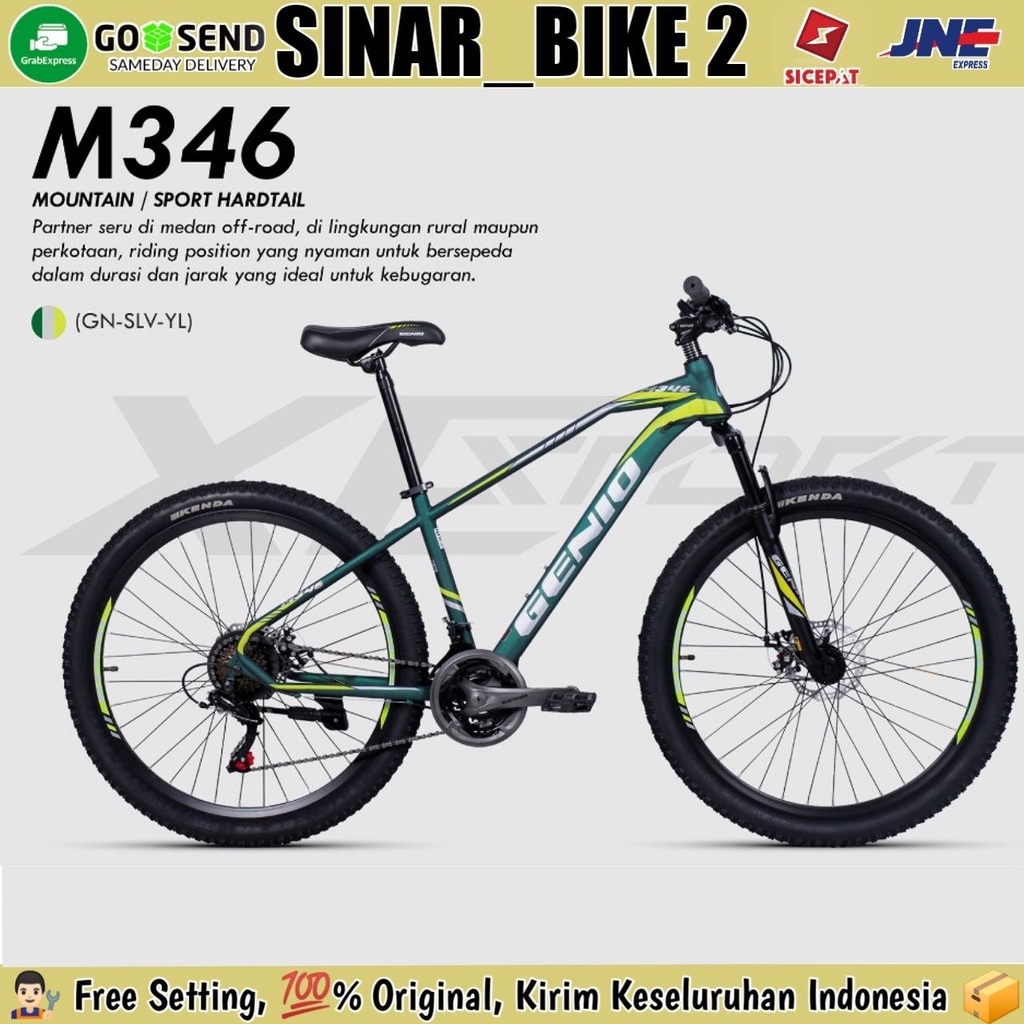 Sepeda Gunung MTB GENIO M 346 Ukuran 27.5 Inch 8 Speed Rem Cakram