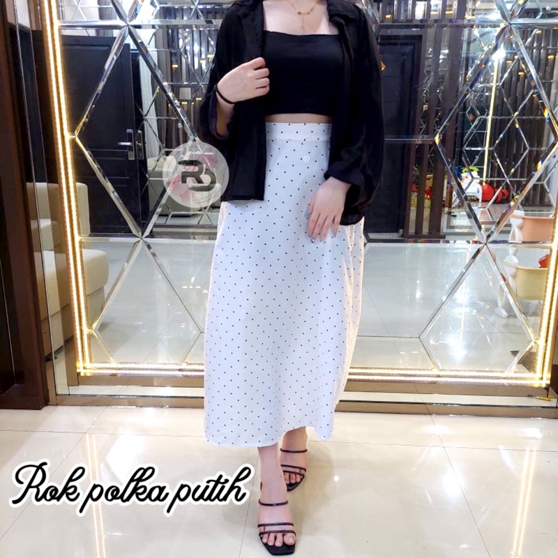 RD FASHION rok polka L-XL-XXL/rok panjang wanita bermotif polkadot kecil/rok maxi