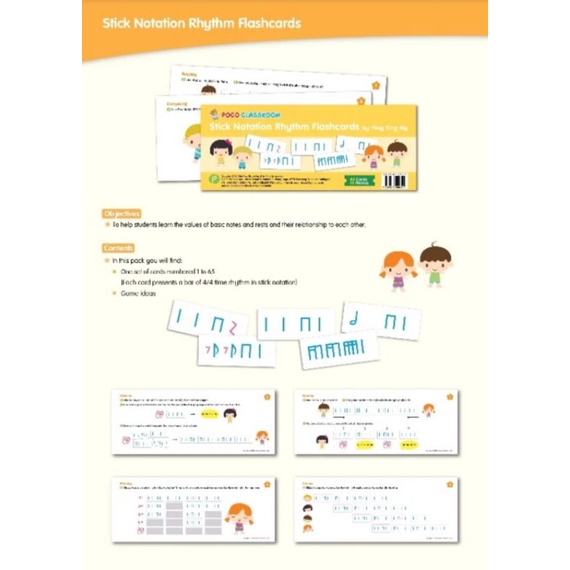 Stick Notation Rhythm Flashcards by Ying Ying Ng Poco Studio Music Flashcard untuk berlajar bermusik