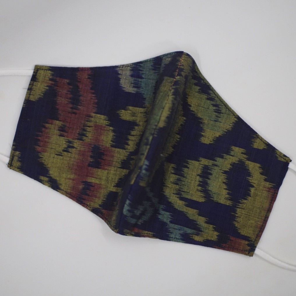 Masker Kain Endek Exclusive (3 ply) - Biru Tua (A)