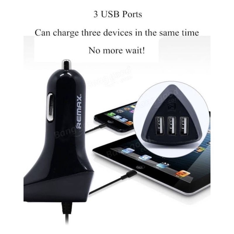 [SO] Saver Charger Mobil Remax Aliens 3Usb Port 4.2A Kualitas Bagus