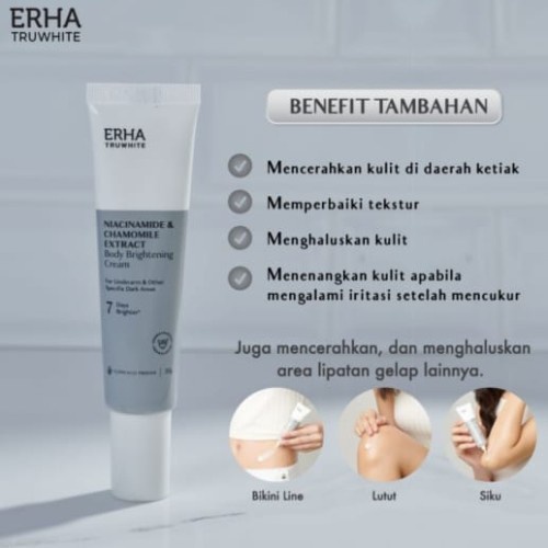 CS-ERHA Truwhite Niacinamide &amp; Chamomile Extract Body Brightening Cream 30g - Krim Pencerah / krim pencerah ketiak / krim pencerah area lipatan