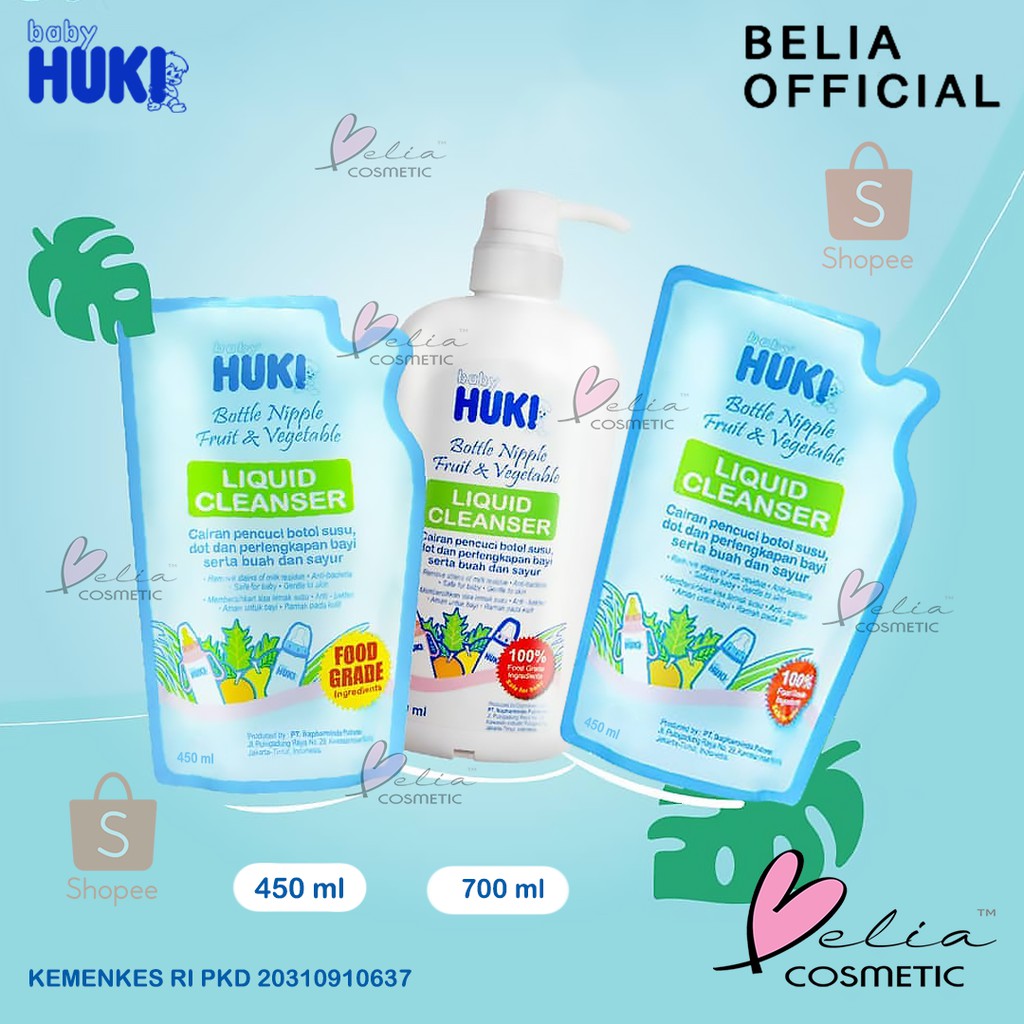 ❤ BELIA ❤ BABY HUKI Liquid Cleanser 450 | 700 ml | Pencuci Alat Bayi | Buah dan Sayur (✔️BPOM)