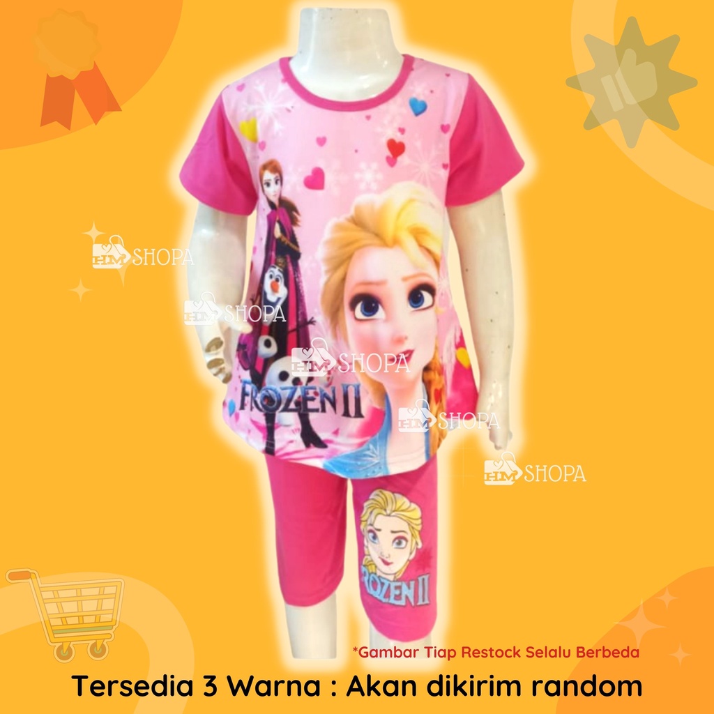Baju Setelan Frozen 2 setelan karakter anak perempuan frozen kartun trend 3-8 tahun