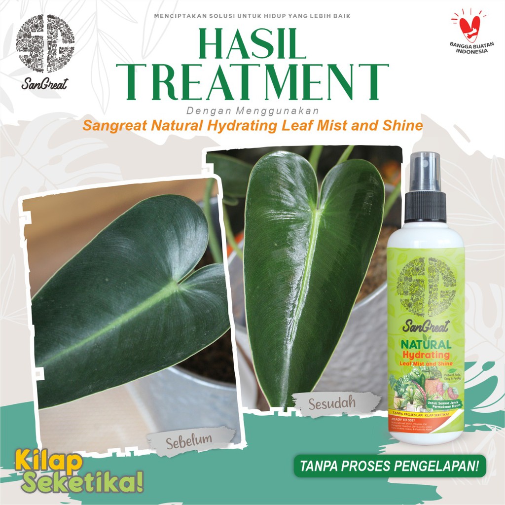 Semir kilap daun Water Base + vitamin Tanpa Pengelapan SanGreat Hydrating Leaf Mist &amp; shine 250 ml