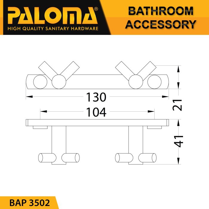 PALOMA BAP 3502 Kapstok Gantungan Baju Handuk Rak Hanger Mandi 4 Kait