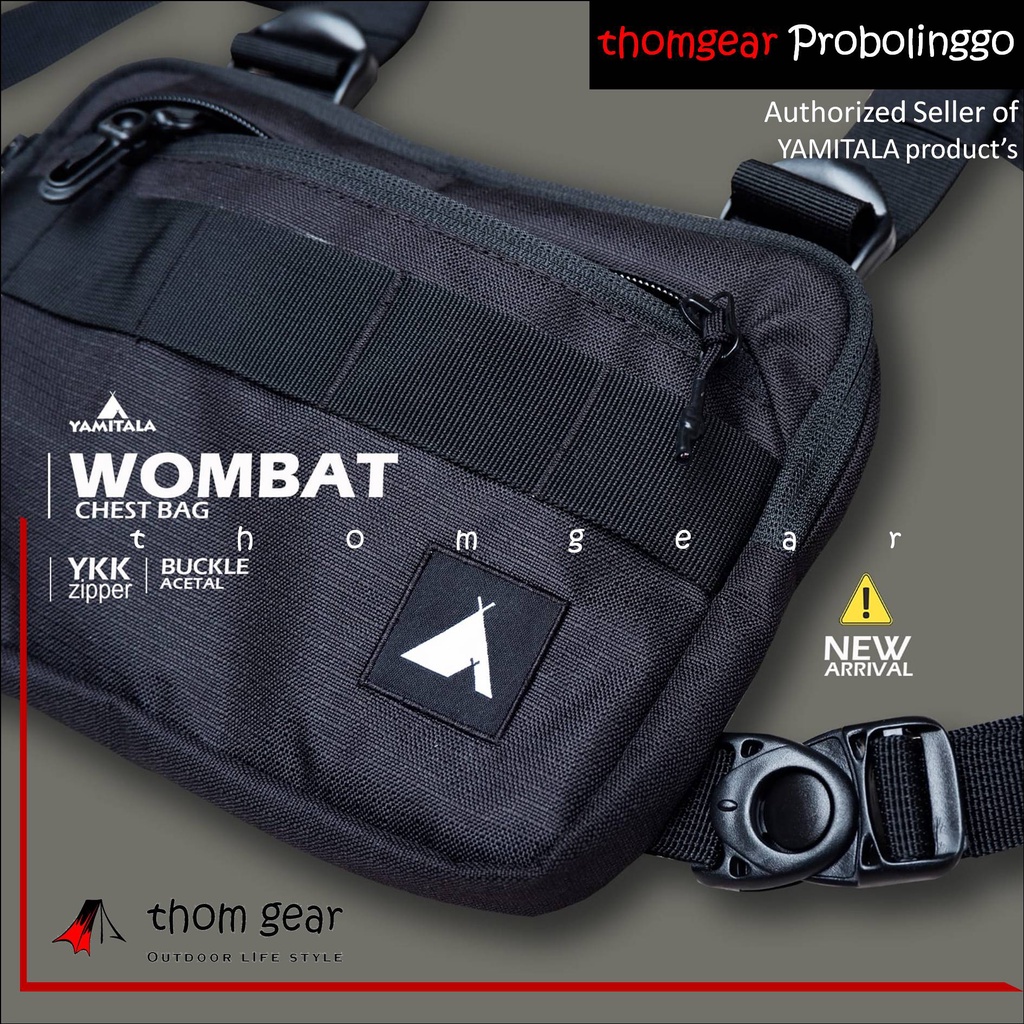 YAMITALA WOMBAT Tas Dada Chest Bag Chestbag Pria Wanita Tactical Riding Adventure Hitam Army Grey Yamitala Wombat Thomgear Kraksaan Probolinggo