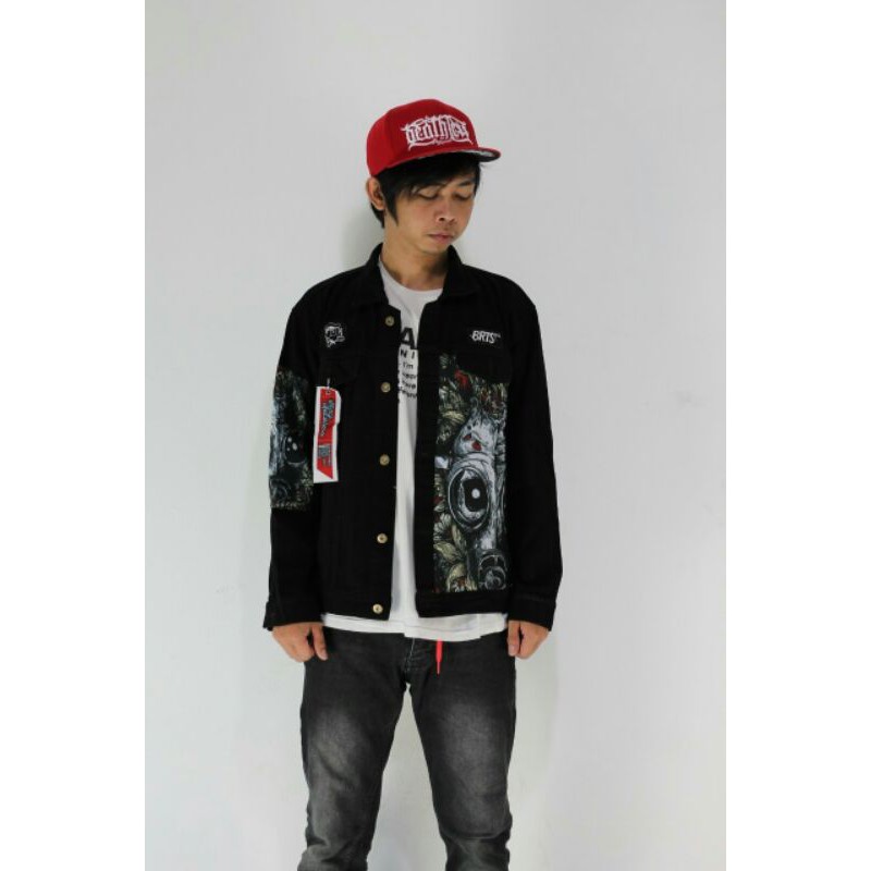 JAKET DENIM UNISEC BRUTALIST JAKET PRINTING BERGAMBAR FULL BORDIR
