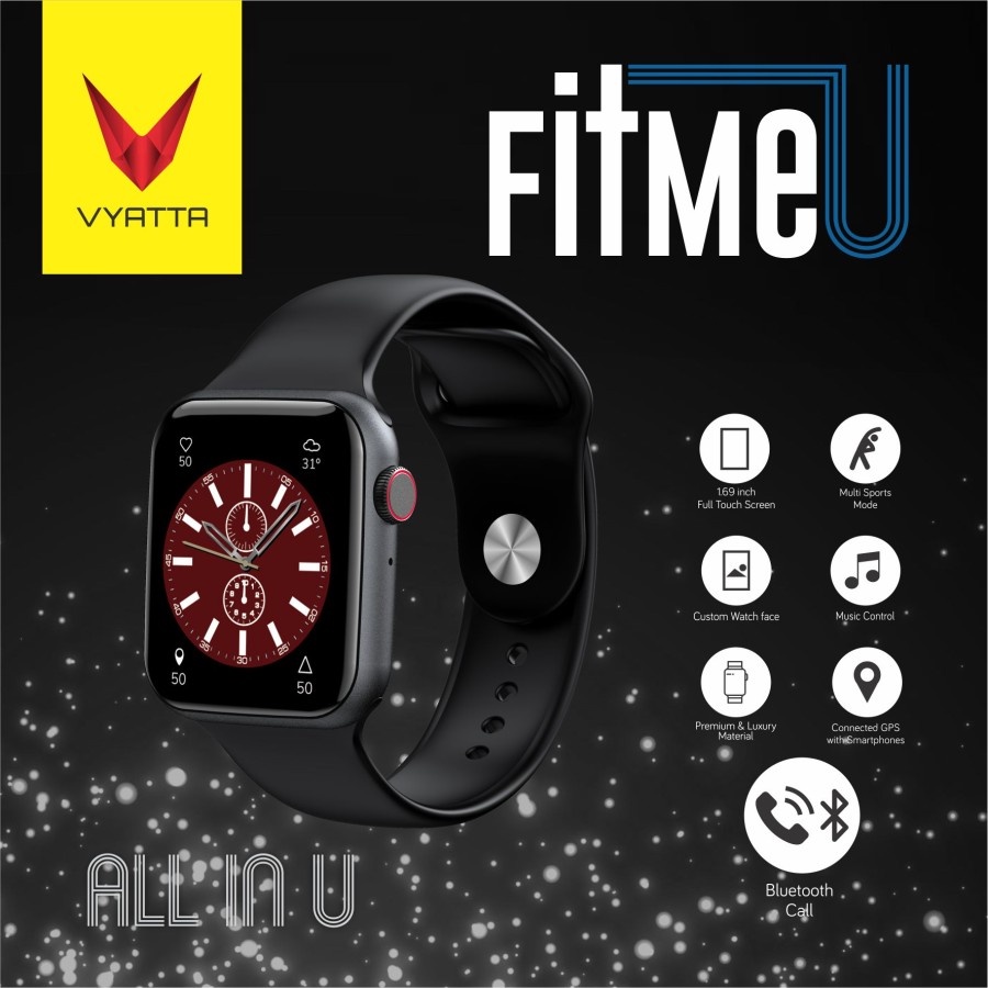 VYATTA Fitme U Smartwatch -Bluetooth Phone Call, GPS Connected, SPO2