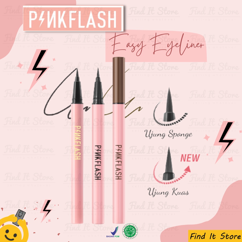 PINKFLASH Waterproof Easy Eyeliner Pen | Pink Flash Smoodgeproof Eyeliner Waterproof BPOM