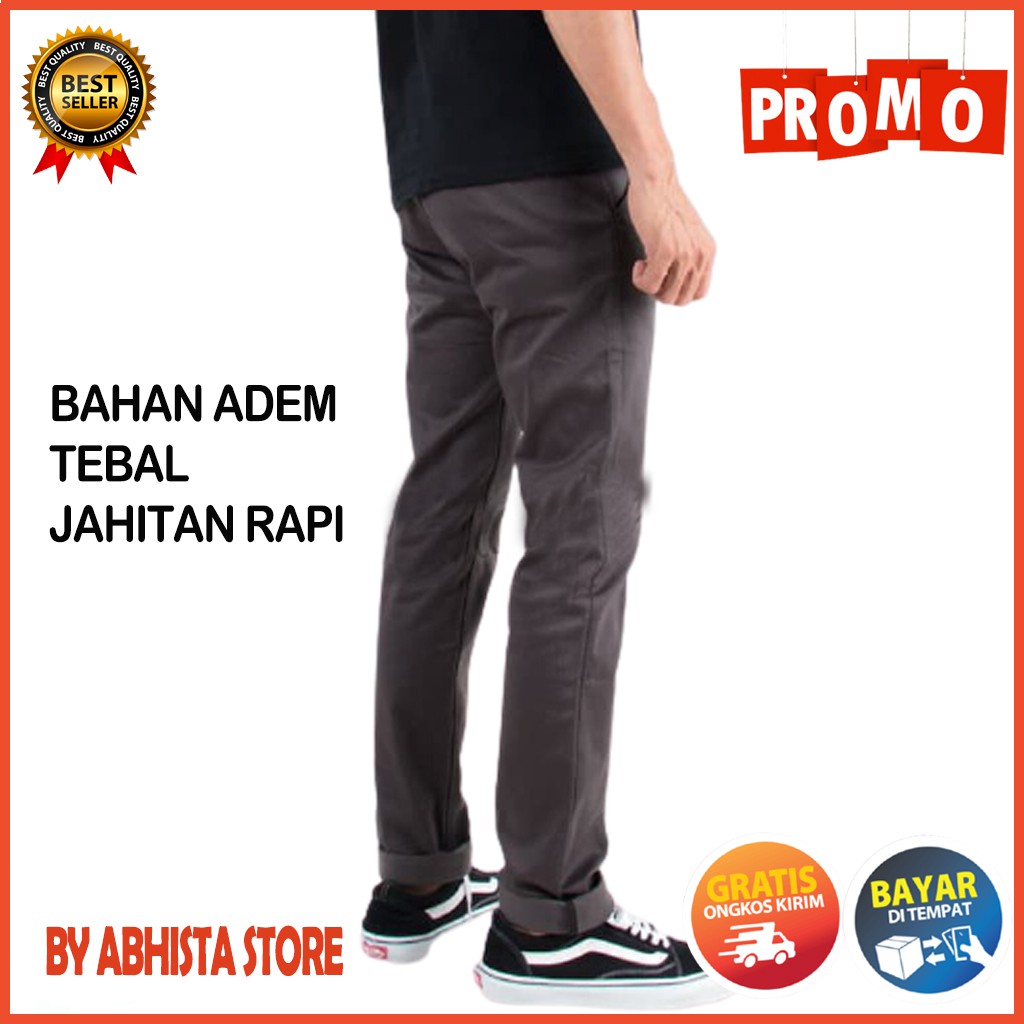  Celana  Panjang Pria  Chino Pants Kerja  Slimfit Cowok TOP07 