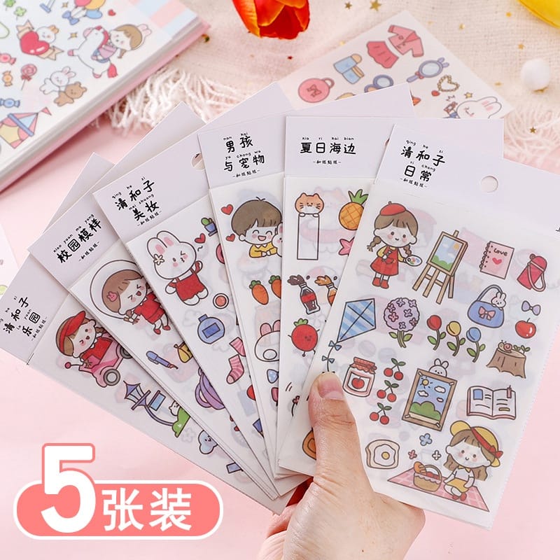 PAOPAO Stiker Aesthetic Decoratif Planner Journal Scrapbook Korea Cute Happy