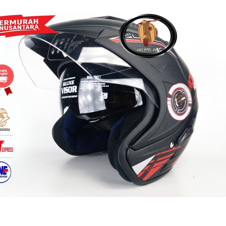 Terlaris HELM HELMET MOTOR SNI RX DOBEL KACA ANTI PECAH MOTIF/POLOS PRIA WANITA DEWASA AWET HITAM DO