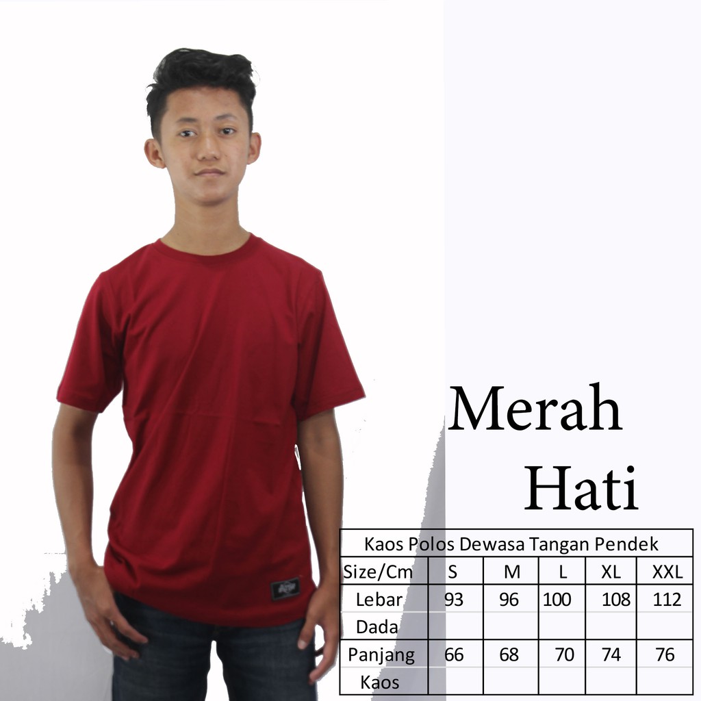 KAOS POLOS COWOK DEWASA MERAH HATI