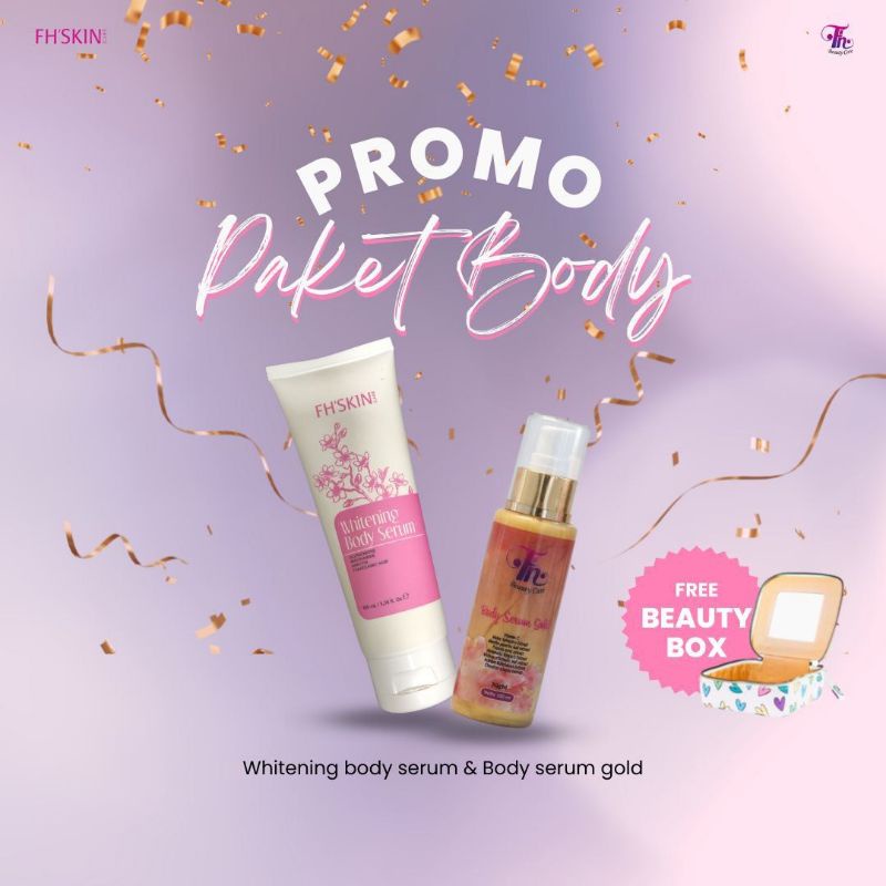 PROMO PAKET BADAN FH BEAUTY FREE EMAS+FREE BEAUTY BOX/PEMUTIH BADAN/LOTION PEMUTIH/BODY SERUM
