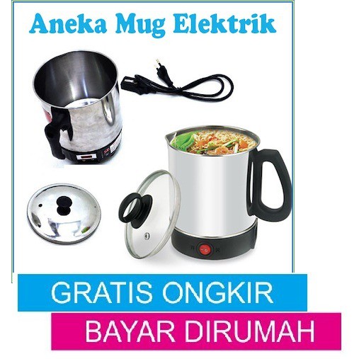 Mug Listrik Stainless steel 12Cm / Teko Listrik Stainless Steel / Pemanas Air Serbaguna / Pemanas