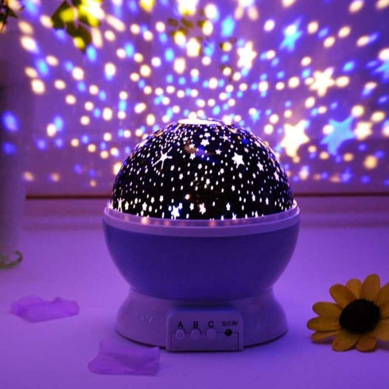LAMPU TIDUR PROYEKTOR BULAT BULAN BINTANG STAR MOON PUTAR STAR