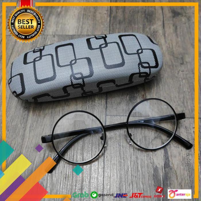 PROMO.. FRAME KACAMATA PRIA FASHION BOBOHO BULAT FREE LENSA OPTIK MINUS 175 HQ ..TERLARIS