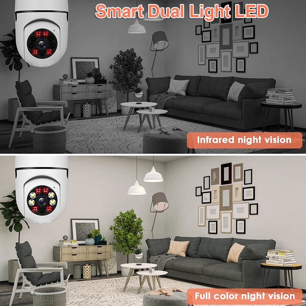 IP CAMERA CCTV COLORVU 8MP APP V380 PTZ KAMERA CCTV SPEED DOME MINI VIA WIFI BENTUK LAMPU