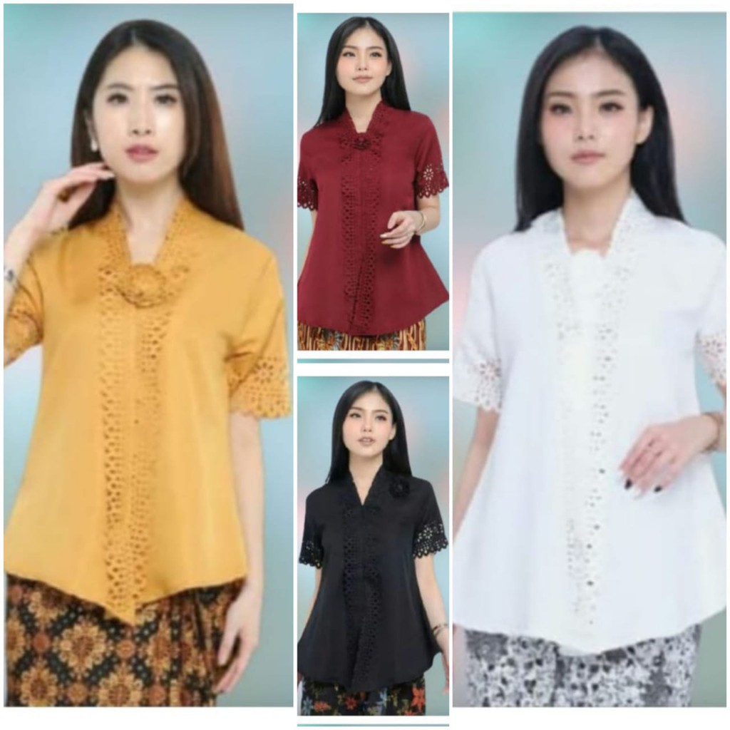 Promo Kebaya Encim Modern Laser Carca Lengan Pendek Cut Good Qualiti