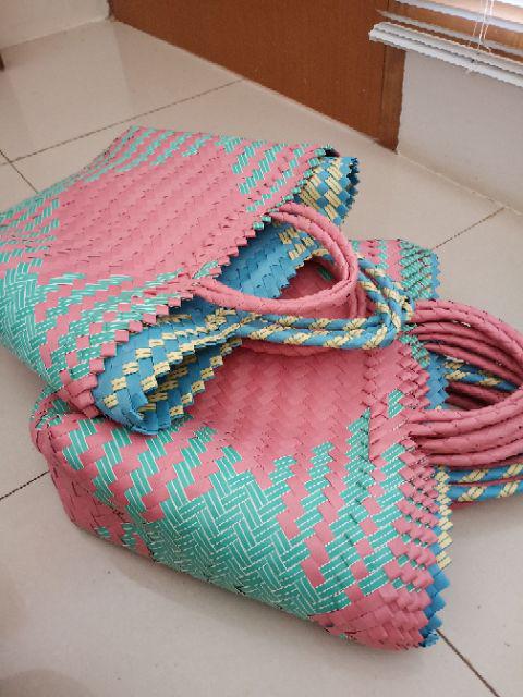 Keranjang Anyaman Plastik Belanja/ Tas Mdium Ke Pasar