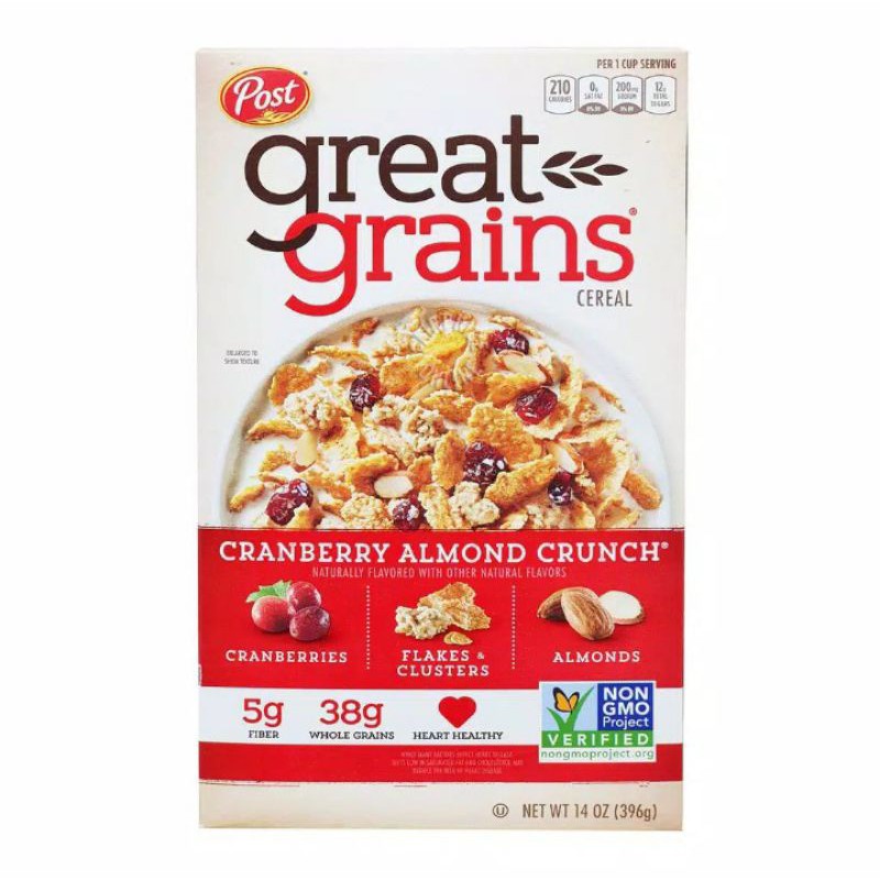 

POST GREAT GRAINS CRANBERRY ALMOND CRUNCH 14 OZ(396gr)