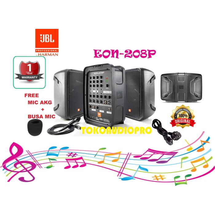 Speaker Jbl - Jbl Eon208P Portable 300 Watt Powered Pa System Speaker Aktif Original