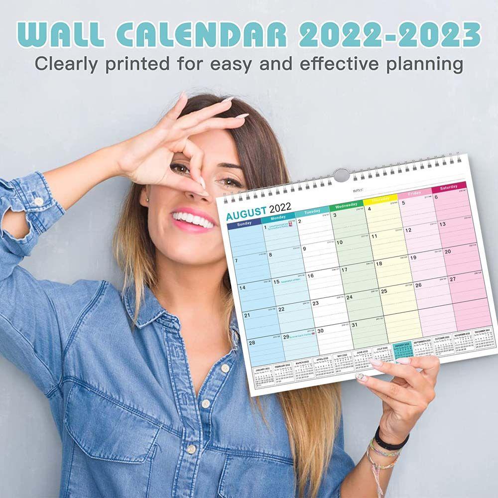 LANFY 2022-2023 Kalender Inggris Siswa Dekorasi Meja Loose-leaf Table Planner Sekolah Kantor Coil Calendar