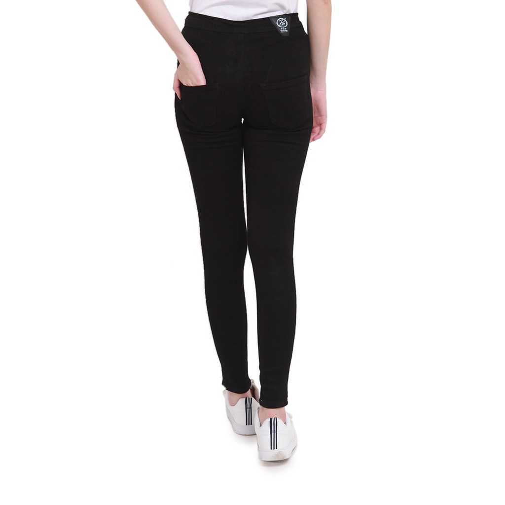 Dazina Celana HighWaist Skinny Plain Black Jeans Bawahan Wanita Premium Quality - HW Hitam