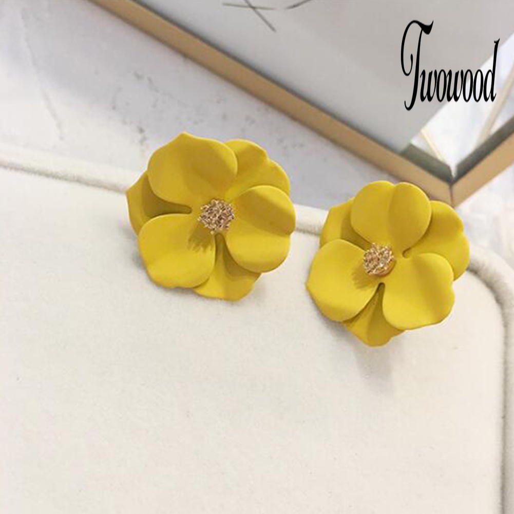 Anting Stud Desain Bunga Warna-Warni Untuk Wanita