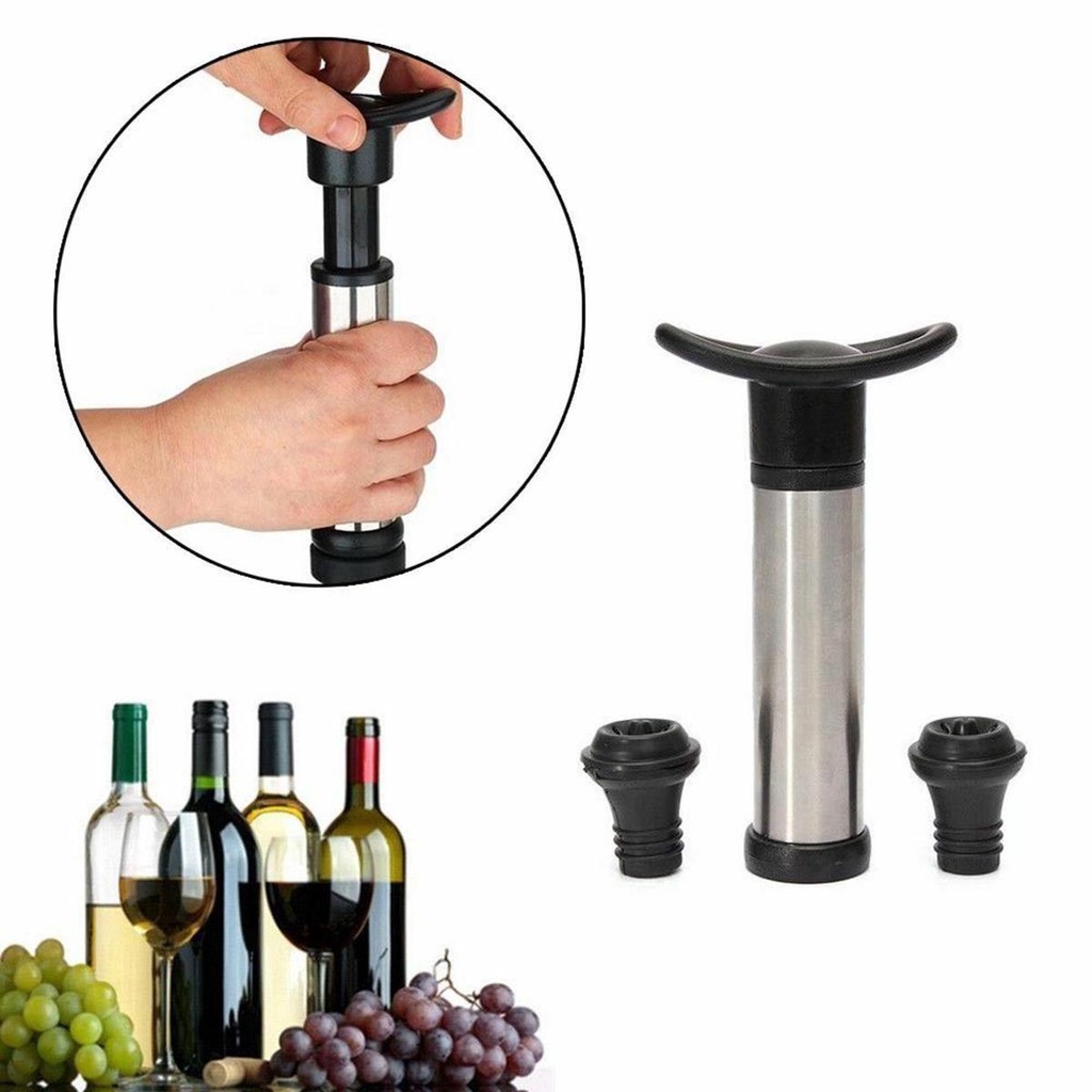 [Elegan] Wine Stopper Set Reusable Stainless Steel Menjaga Anggur Segar Sealing Preserver Household Aerator