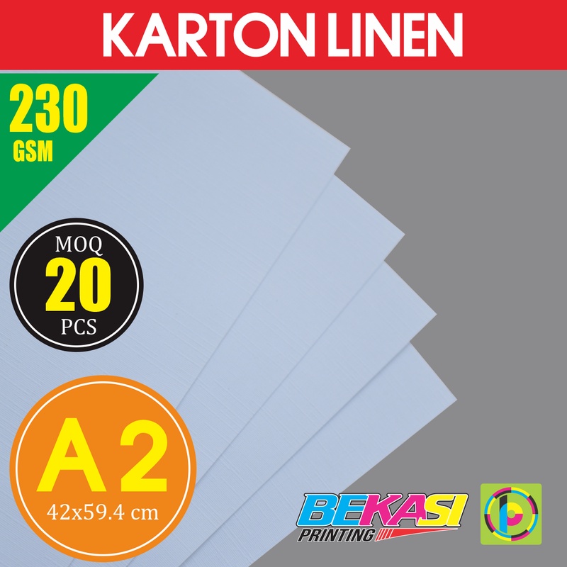 

Kertas Karton Carton LINEN PUTIH 230 GSM Ukuran A2 42x59.4 cm isi 20 Lbr