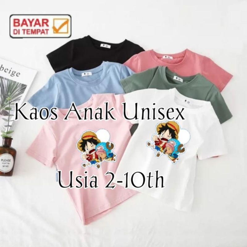 Kaos Anak LUFFY CHOPPER Kaos Oblong Anak Cotton Combed Usia 2-10th