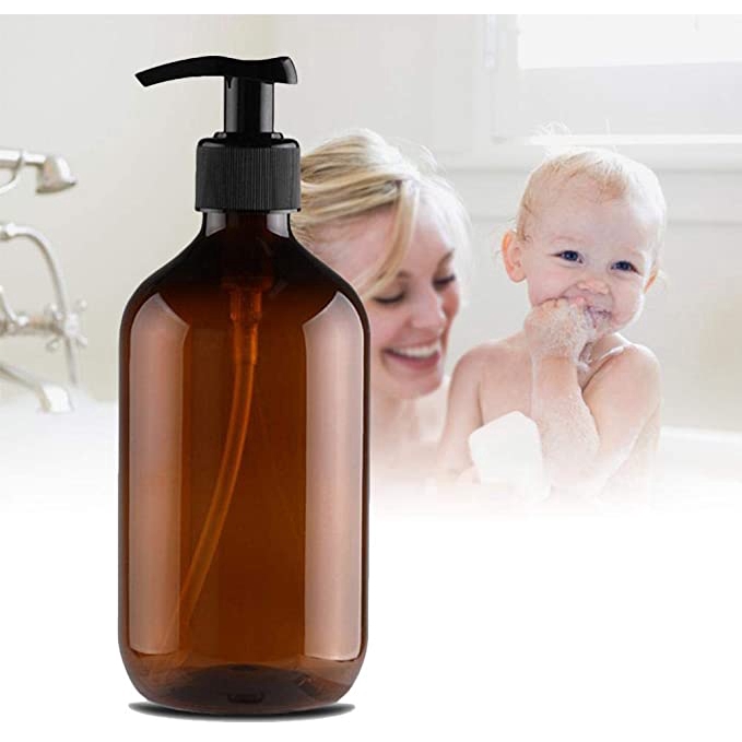 Botol Dispenser Sabun / Shampoo / Lotion dengan Bahan Gel Warna Amber Ukuran 300 / 500ml