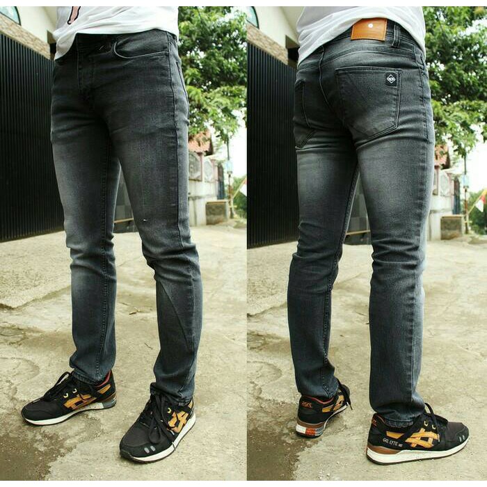  celana  jeans  dark grey wash slimfit pria  Shopee  Indonesia