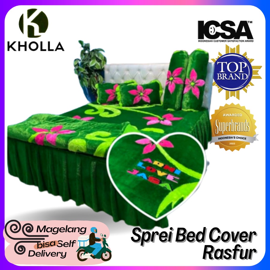Promo Murah Sprei + Bed Cover Rasfur 180x200 Bulu Nyaman Enak Bedcover Enak
