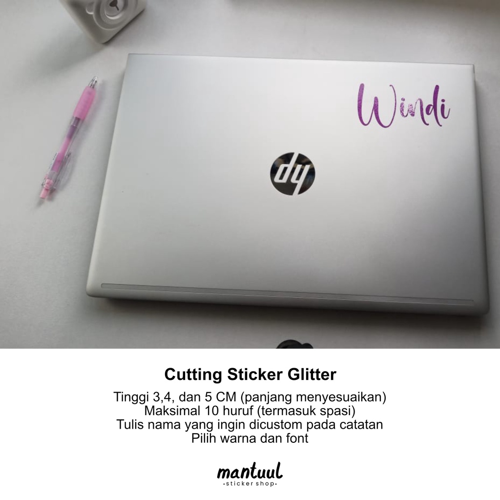 

Stiker Decal Glitter - Stiker Label Nama - Cutting Sticker Custom Nama