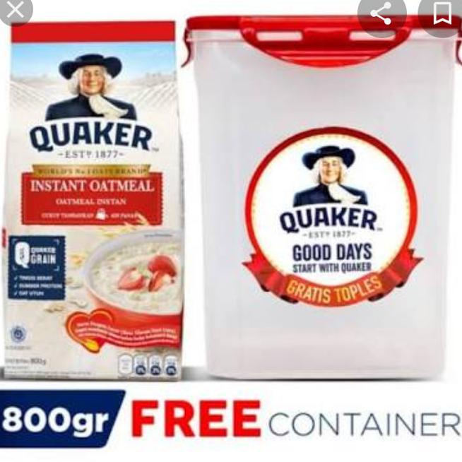 

Quaker Instant Outmeal 800 Gram/Beli Satu Gratis Bok Container/Mug